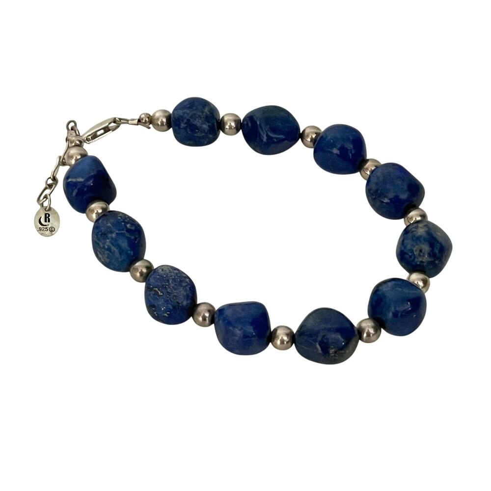 Carolyn Pollack Relios Lapis Bead Bracelet Sterling Silver Stone Bead Blue 925